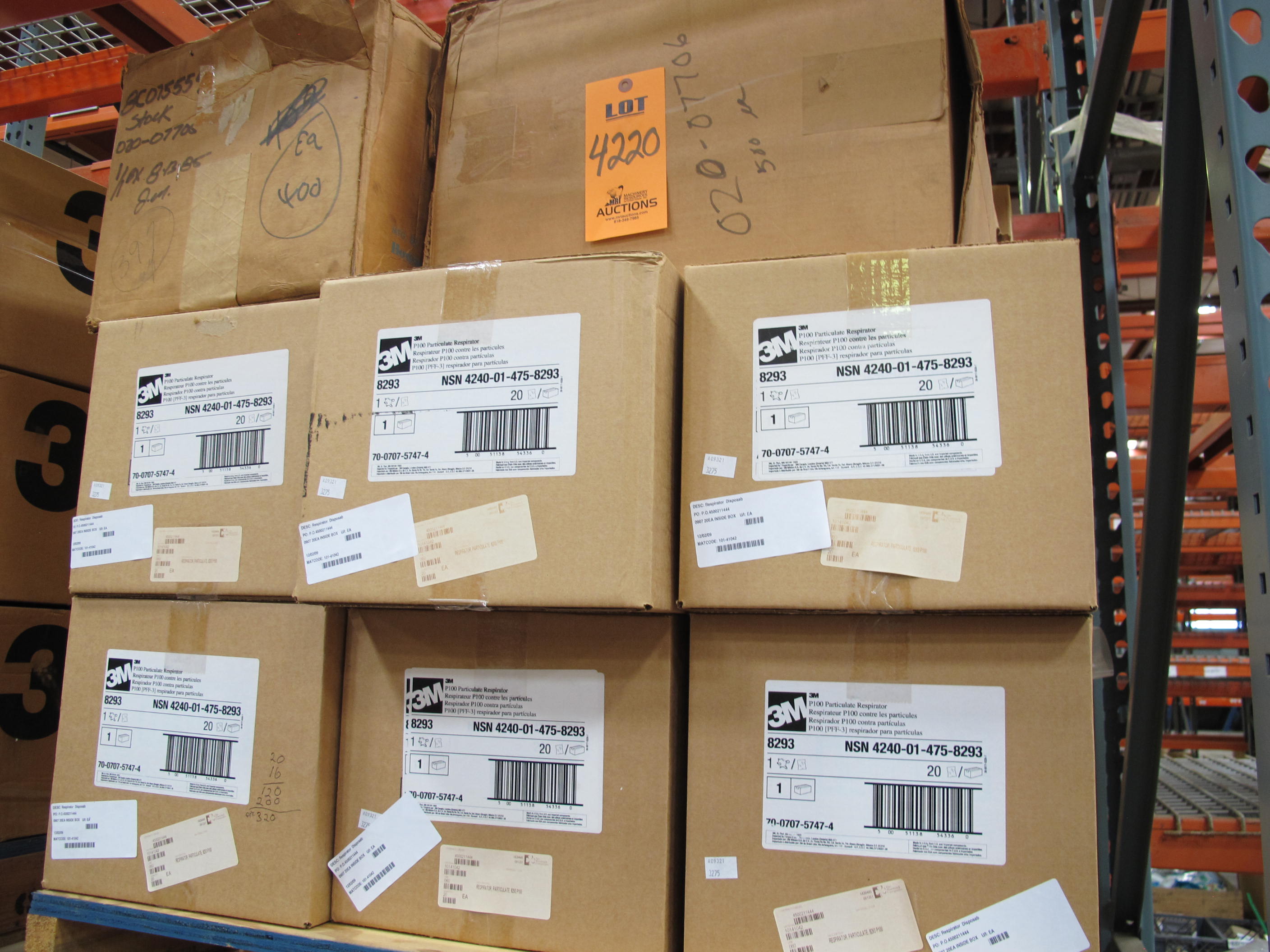 (320) 3M RESPIRATORS, DISPOSABLE TYPE, DUST FUMES AND MISTS KIND. . LOADING & HANDLING FEE $15-4220